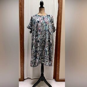 Chic Soul Garden District Dress, Navy Mult Size 3X